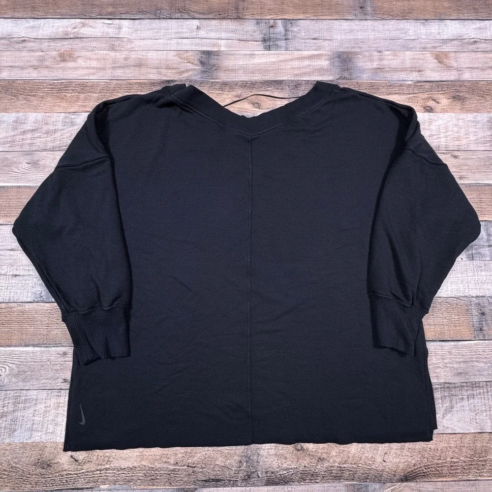 Nike‎ Women Sweatshirt Yoga Dri-FIT V-Neck Pullover Black Medium